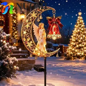 NUOMI Năng Lượng Mặt Trời Giáng Sinh Lưỡi Liềm Đèn Sân Vườn, Ông Già Noel Chạy Bằng Năng Lượng Mặt Trời Mặt Trăng Giáng Sinh Năng Lượng Mặt Trời Đèn Cọc Năng Lượng Mặt Trời Người Tuyết Chống Thấm Nước