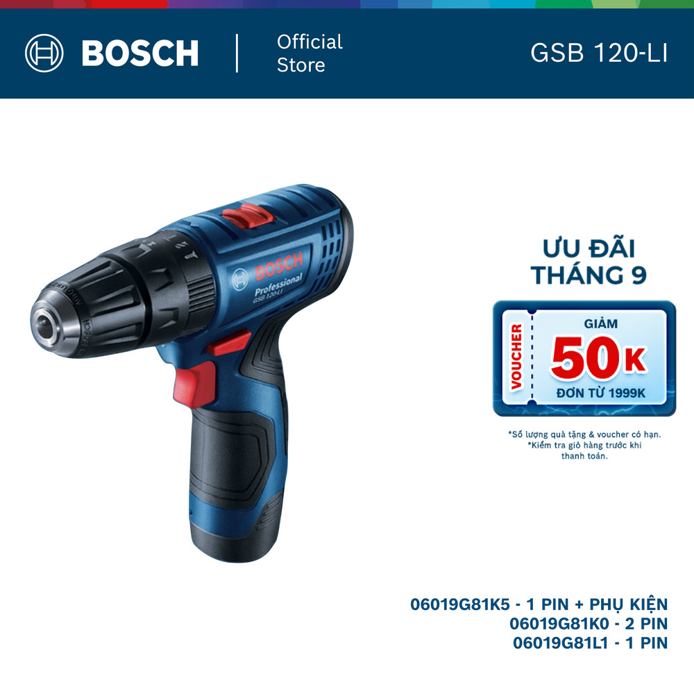 Máy khoan vặn vít động lực dùng pin Bosch GSB 120-LI