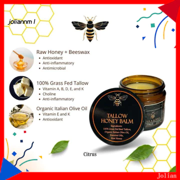 [JM] Son dưỡng mật ong Tallow cho cơ thể Kem dưỡng ẩm mặt tự nhiên Kem dưỡng ẩm thịt bò Tallow Honey Balm 57g – Sữa dưỡng ẩm toàn thân tự nhiên Nuôi dưỡng chăm sóc da cho các loại da khô