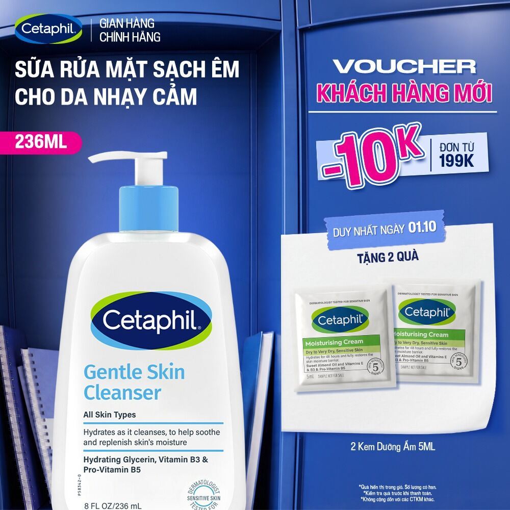 Sữa rửa mặt dịu lành cho da nhạy cảm CETAPHIL GENTLE SKIN CLEANSER 236ML
