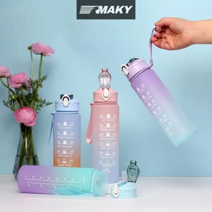 Newwellknownepic 900ML Chai Nước Động Lực Thể Thao Có Dấu Thời Gian Cốc Chống Rò Rỉ Thể Dục BPA Free Di Động Drinkware Cho Ngoài Trời VN