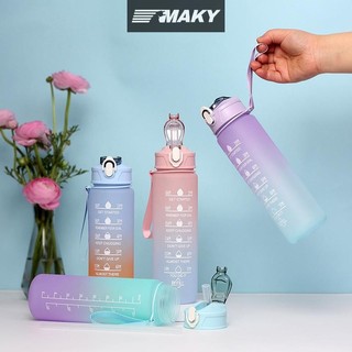 Newwellknownepic 900ML Chai Nước Động Lực Thể Thao Có Dấu Thời Gian Cốc Chống Rò Rỉ Thể Dục BPA Free Di Động Drinkware Cho Ngoài Trời VN