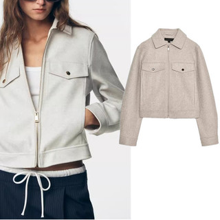 áo khoác Zara made in Morocco dạ đanh lót lụa kéo khóa khỏe khoắn
