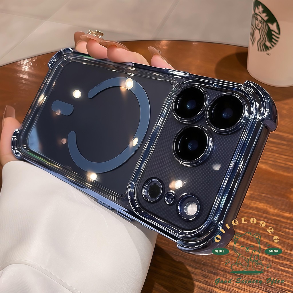 【 Ốp lưng iPhone17 】 Vỏ điện thoại từ tính chống rơi túi khí màu cam iphone17 Pro Max 16 15 14 13 12 cho vỏ iPhone Vỏ mềm silicon TPU chống sốc