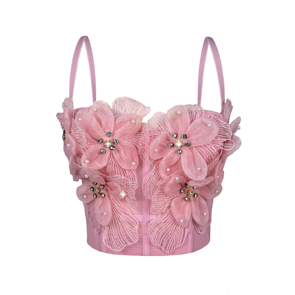 Áo Corset Kẻ Sọc Tay Ba Chiều Hoa Xương Cá Form Slim, Lưới Bán Trong Suốt Gợi Cảm