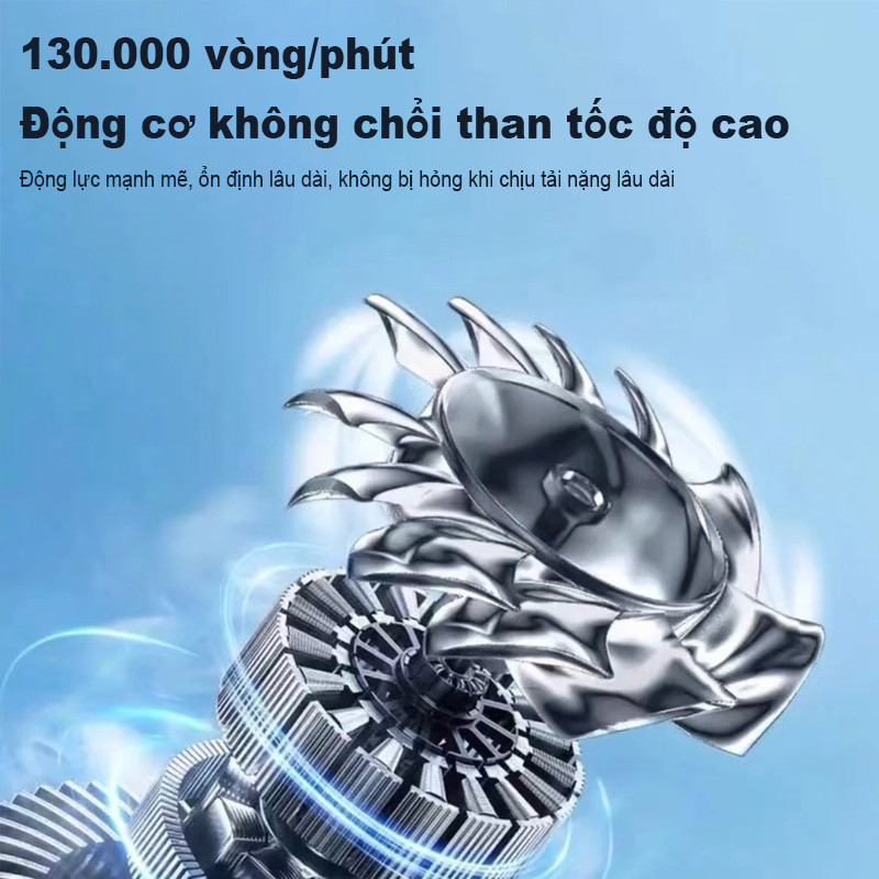 Máy Thổi Bụi Turbo 130000 RPM - Gió 52m/s Mạnh, Đèn LED, Dùng Cho Dọn Nhà & Ô Tô