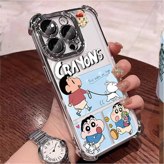 Ốp Điện Thoại Hoạt Hình Crayon Shinchan Cho Xiaomi POCO Mi 14T 15T PRO F5 X5 X6 X7 PRO X3 NFC F3 F4 M4 Mạ Trong Suốt Chống Rơi Mềm Dễ Thương