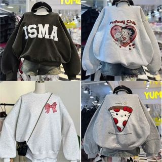 Áo sweater mùa đông cổ tròn nỉ dài tay ấm áp, đẹp với họa tiết nơ in ngực nam nữ-thubaquanao