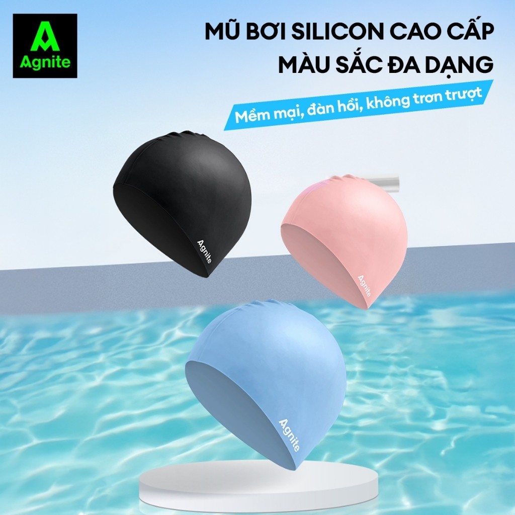 Mũ Bơi Silicone Cao Cấp Agnite – Chống Nước, Ôm Sát, Bảo Vệ Tai