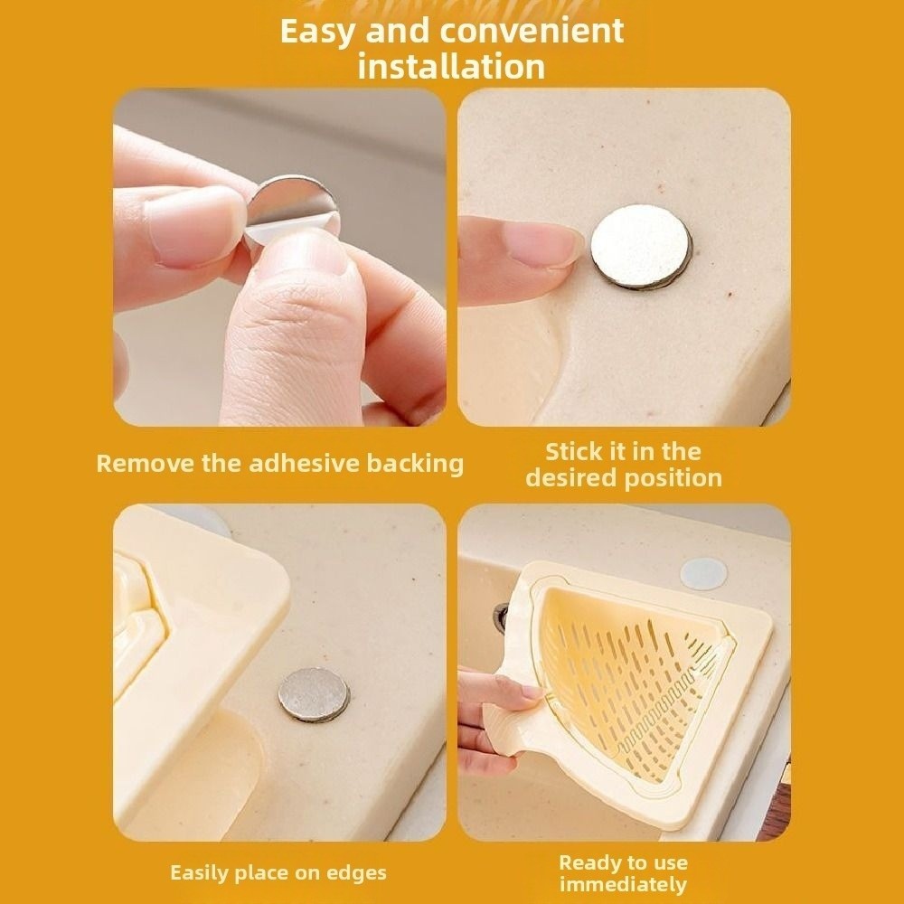 Giỏ lọc bồn rửa LACYES, Bộ lọc rác nhà bếp sáng tạo tam giác, có thể tháo rời từ tính cố định một cú nhấp chuột Giỏ lọc bán phá giá tự động Rửa trái cây