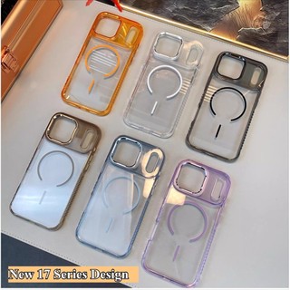 Ốp điện thoại trong suốt từ tính trong suốt màu cam vũ trụ 17 Series mới cho IPhone 17 Pro Max 17 Air 15 16 Pro Max Vỏ cứng Vỏ chống sốc