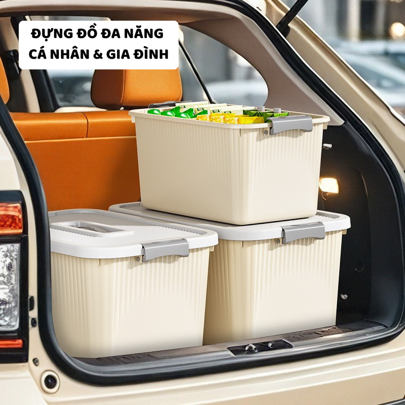 Thùng Nhựa Đựng Đồ Đa Năng ENODA HOME, Hộp Đựng Đồ Có Nắp Quai Cài Chắc Chắn, Kích Thước Đa Dạng Q110