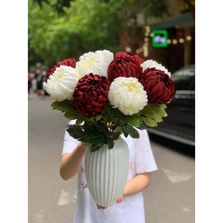 Hoa Giả 🌺 Hoa Cúc Mẫu Đơn Bông To, Hoa Lụa Cúc Đại Đoá 73cm