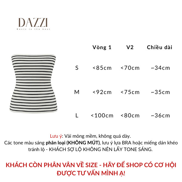 Áo ống kẻ sọc basic ôm body vải cotton mịn Women A054