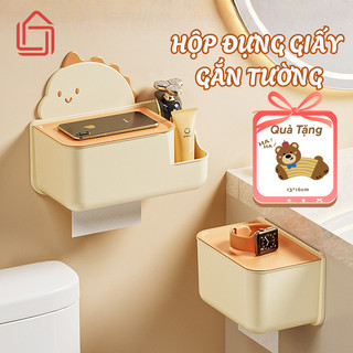 Hộp đựng giấy vệ sinh gắn tường có ngăn đựng đồ thiết kế dễ thương, chống nước tiện lợi cho nhà tắm