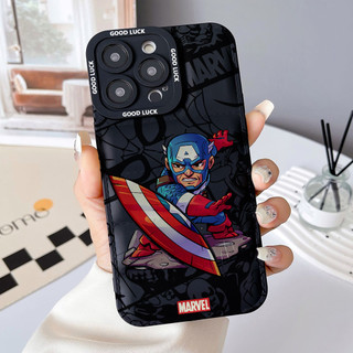 Ốp điện thoại Captain America đẹp trai cho iPhone 17 / 17Air / 16E / 15 Plus / 14 / 13 / 12 / 11 / ProMax. Chống sốc rơi. Hộp đựng túi khí kiểu áo khoác silicon lỏng che phủ toàn diện