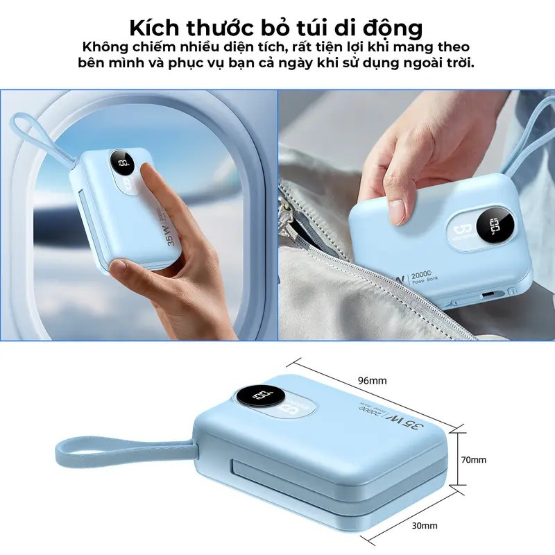 GOOJODOQ  PD35W Power Bank 20000mAh Màn hình kỹ thuật số LED cho iPhone iPad Mini Powerbank Sạc nhanh | BigBuy360 - bigbuy360.vn