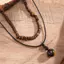 2 Cái / bộ Mặt dây chuyền đá tự nhiên Nelace cho nam Hạt gỗ cổ điển Sợi sáp da Choker Phụ kiện trang sức Nelace [Mina]