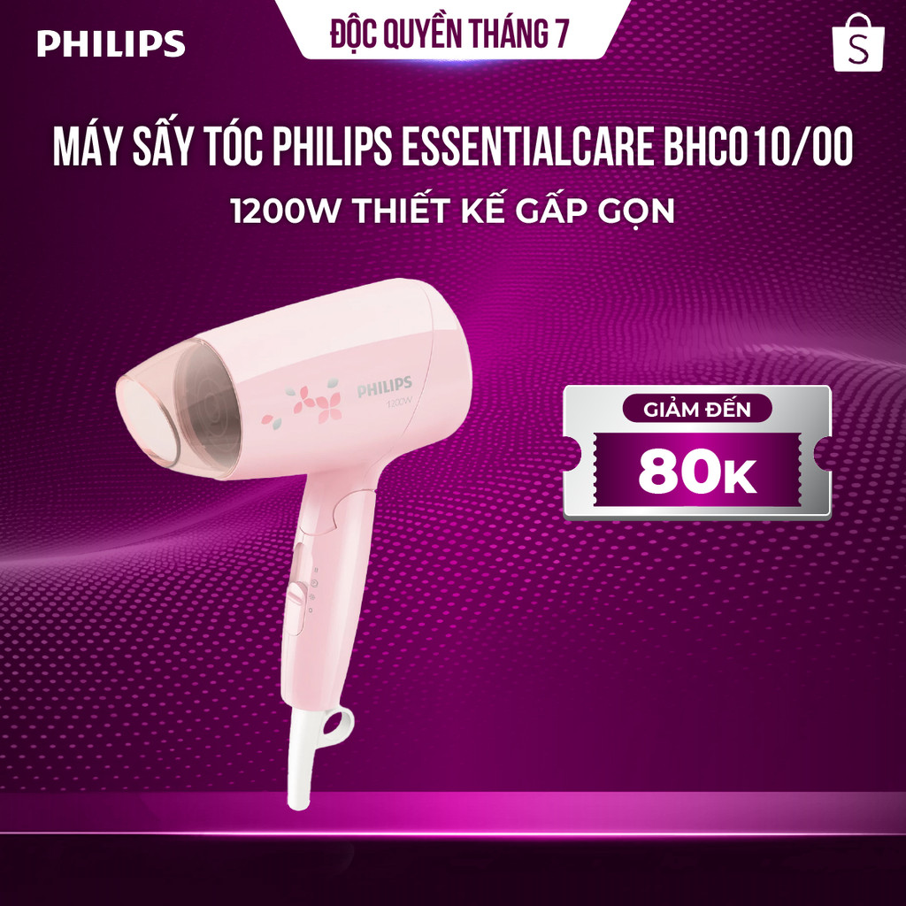 Máy sấy tóc Philips BHC010/00 1200W – nhỏ, gập gọn, sấy nhẹ nhàng