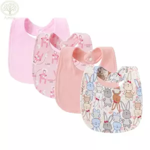 AMLU 4 Yếm Cho Bé, Khăn Nước Bọt Hai Lớp Cotton, Bộ Yếm In Hình Hoạt Hình Chất Lượng Cao Phụ Kiện Trẻ Sơ Sinh
