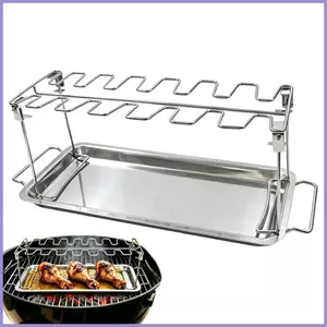 Giá để trống gà 14 khe Khay nhỏ giọt bằng thép không gỉ Nướng ngoài trời Giá BBQ cho thịt nướng Nấu ăn ngoài trời mueadsyvn