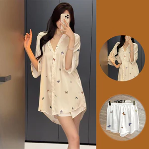 Phụ Nữ Phong Cách Pháp Áo Sơ Mi Váy Ngủ Bộ Pyjama Cho Phòng Ngủ Nghỉ Trong Nhà Giải Trí Hàng Ngày Hoạt Động Thư Giãn Ngoài Trời
