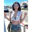 Mùa hè Hot Girl Trắng Sâu V Thắt Nút Uốn Bên Áo Vest Ngắn Rốn Crop Slim-fit Gợi Cảm Có Thể Mặc Bên Trong Bên Ngoài Áo Không Tay Nữ