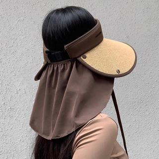 Mũ chống nắng khăn choàng có vành lớn dành cho nữ Mũ chống nắng mùa hè chống tia UV có vành rỗng có thể gấp lại