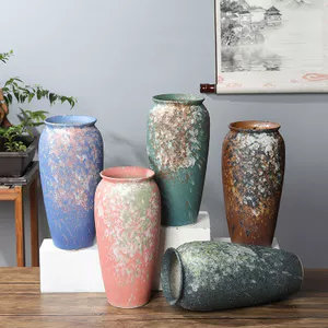 Bình gốm phong cách Trung Quốc cổ điển cao cấp để trang trí nội thất Phòng khách Sắp xếp hoa Thủy canh Màn hình thực vật Bàn thanh lịch Trung tâm Nồi nghệ thuật thủ công