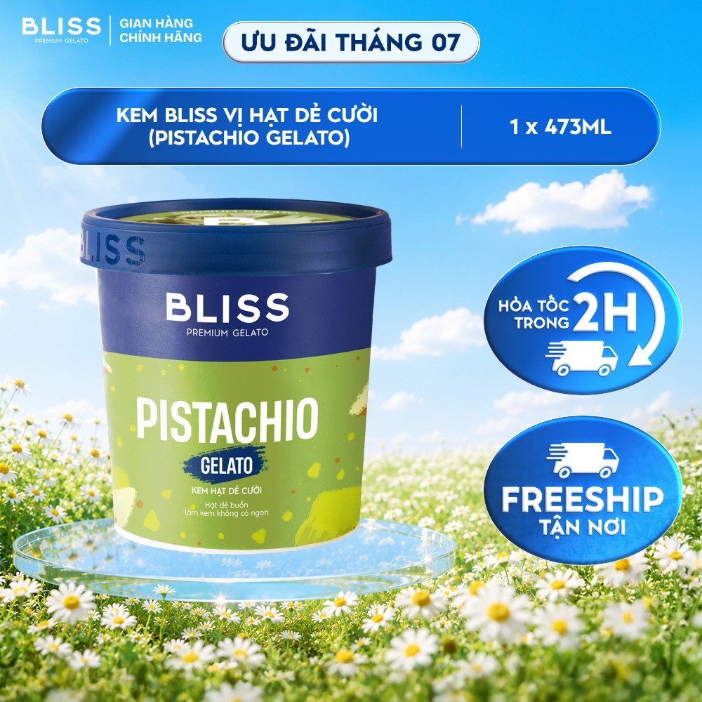 [Hỏa tốc HN/HCM] Kem BLISS vị Hạt Dẻ Cười (Pistachio Gelato) hộp 473ml
