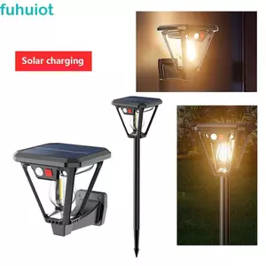 Đèn vonfram năng lượng mặt trời FUHUIOT, Cảm biến chuyển động Đèn tường sân 2IN1, An toàn 3 chế độ Bóng đèn vonfram chống nước Đèn hàng rào năng lượng mặt trời Cảnh quan