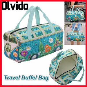 Túi du lịch chần bông OLVIDO, Túi du lịch dung tích lớn Quilting Craft, Túi Tote phong cách Boho Túi xách đường ngắn phong cách cổ điển Cắm trại đi bộ đường dài