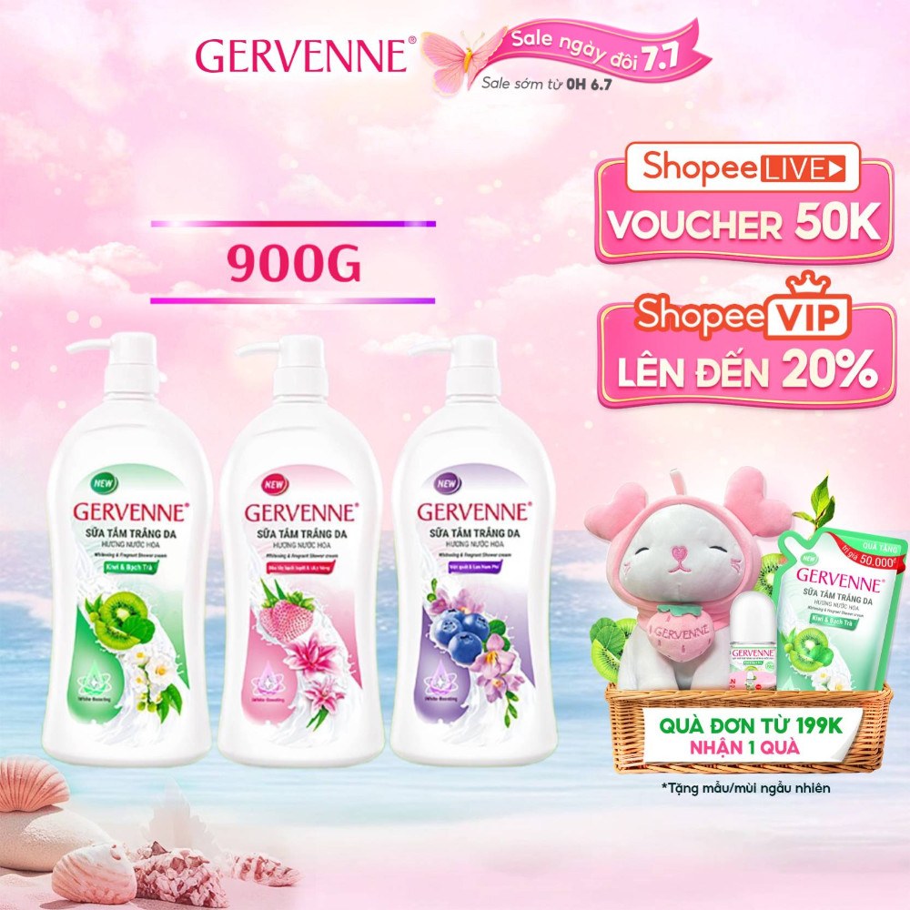 Sữa tắm trắng da hương nước hoa Gervenne 900G (3 mùi) (Tặng mùi ngẫu nhiên)