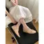 TT Mũi Tròn Bên Trong Tăng Cường Dây Đeo Bằng Giày Đơn Đế Mềm Nơ Thời Trang Phù Hợp Với