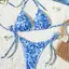JULYHOT Xanh Trắng Sứ In Dây Tam Giác Hai Mảnh Bikini Nữ Đồ Bơi Riêng Biệt Mặc Đi Biển Điều Chỉnh Áo Tắm Ren Massivedeals