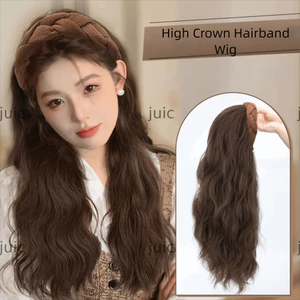 JUIC Curly Headband, Hair Extension Natural Hairpieces Tổng hợp, Dễ thương hình chữ U dài gợn sóng Tóc giả Kẹp nữ