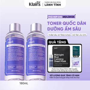 Combo 2 Nước hoa hồng Dear, Klairs Supple Preparation Unscented Toner cấp ẩm hỗ trợ làm sáng da 180ml [FS]