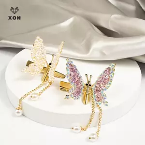 Kẹp Tóc Bướm Di Chuyển Cho Bé Gái Trẻ Em Lắc Di Chuyển Cánh Top Kẹp Nổ Kẹp Ngọc Trai sel Kẹp Tóc Hợp Kim DIY Phụ Kiện Tóc [Mina]