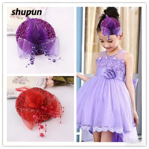 SHUPUN Mũ Cocktail, Lưới Lấp Lánh Cô Gái Fascinator Hat, Dễ Thương Trẻ Em Top Hat Dance Girl Phụ Kiện Tóc