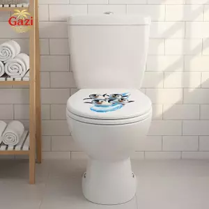 Decal nắp vệ sinh chim cánh cụt bơi dễ thương có thể tháo rời chống nước để trang trí phòng tắm căn hộ [VN]