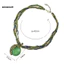 MIC _ Bohemian Nữ Kim Cương Giả Kẻ Sọc Con Công Tròn Giả Opal Mặt Dây Chuyền Vòng Cổ Quà Tặng