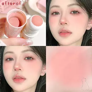 Que Blush Fog Blush Stick, Matte Velvet Mist Sponge Poke Blusher, Sương mù mềm làm sáng lâu trôi Trang điểm môi Blush công dụng kép