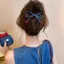 Hàng sẵn có Kẹp xoắn nơ Denim Kẹp thẳng Anh đào Hạt đỏ Nữ Cao cấp Cảm giác Đĩa Kẹp tóc Phong cách mới Phụ kiện tóc