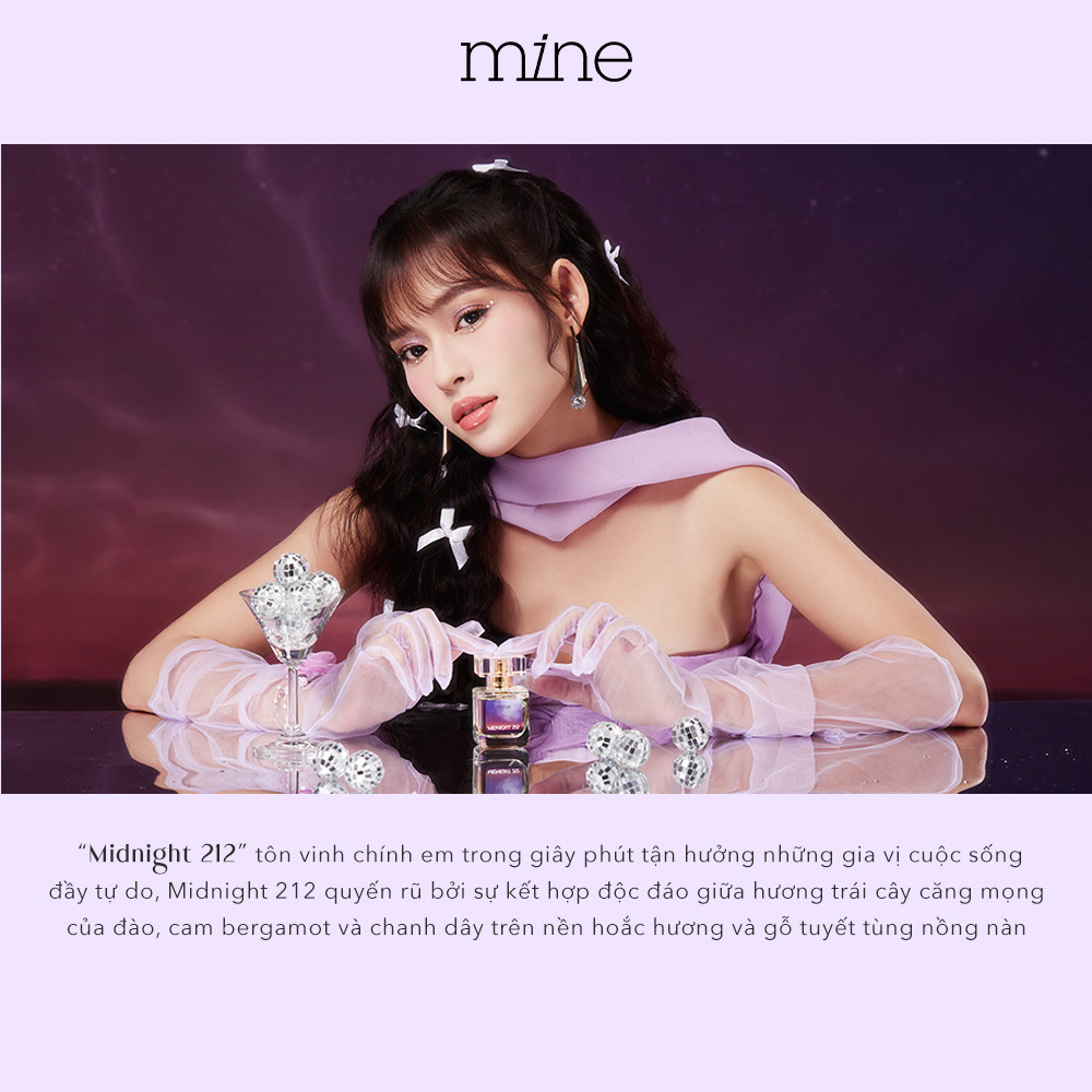 [TẶNG MẶT NẠ Ủ TÓC 490k] Nước Hoa Mine Midnight 212 Hương Hoa Tím Và Gỗ Tuyết Tùng, Ngọt Ngào Quyến Rũ 30ml