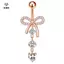 Thép không gỉ Chấm Hồng Mũi Khoan Rốn Vòng Móng Tay Bướm Zircon Đơn Giản Rốn Bule Xuyên Trang Trí [Mina]