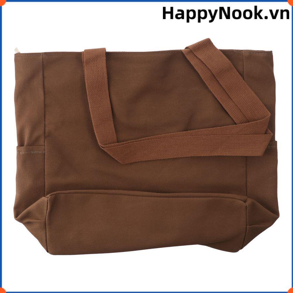 Túi sách sinh viên HAPPYNOOK, Túi đeo vai vải canvas hình vuông, Túi đeo vai đa năng