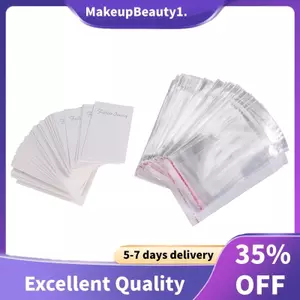 Trang sức 100 x Thẻ trưng bày bông tai trơn màu trắng & Túi tự dính