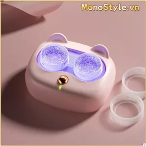 Máy làm sạch ống kính tiếp xúc MONOSTYLE, Máy làm sạch Protein hoàn toàn tự động siêu âm, USB có thể sạc lại với hộp có thể tháo rời Ống kính tiếp xúc tiệt trùng bằng tia cực tím