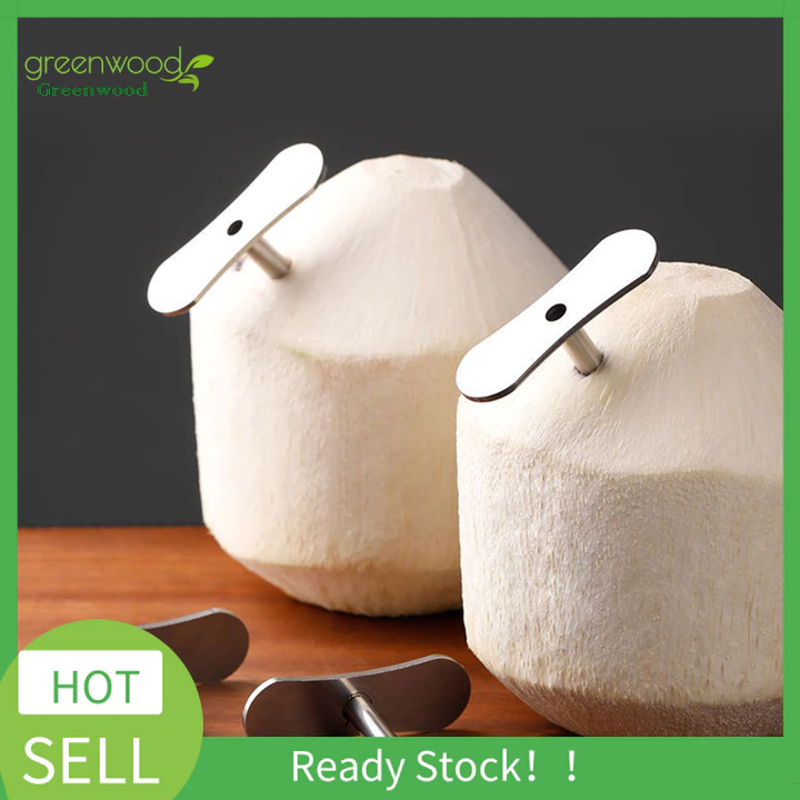 GRA Clean Coconut Opening Device Quick Coconut Hole Creator Dụng cụ mở dừa bằng thép không gỉ – Dụng cụ đục lỗ góc kép bền cho dừa trưởng thành trẻ trung Dễ dàng sử cho nhà bếp