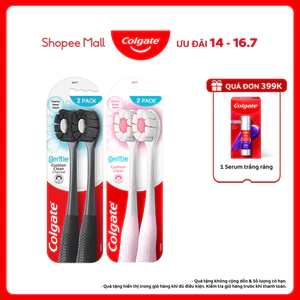 Bộ 2 Bàn chải Colgate Gentle Cushion Charcoal lông chải siêu dày, kháng khuẩn